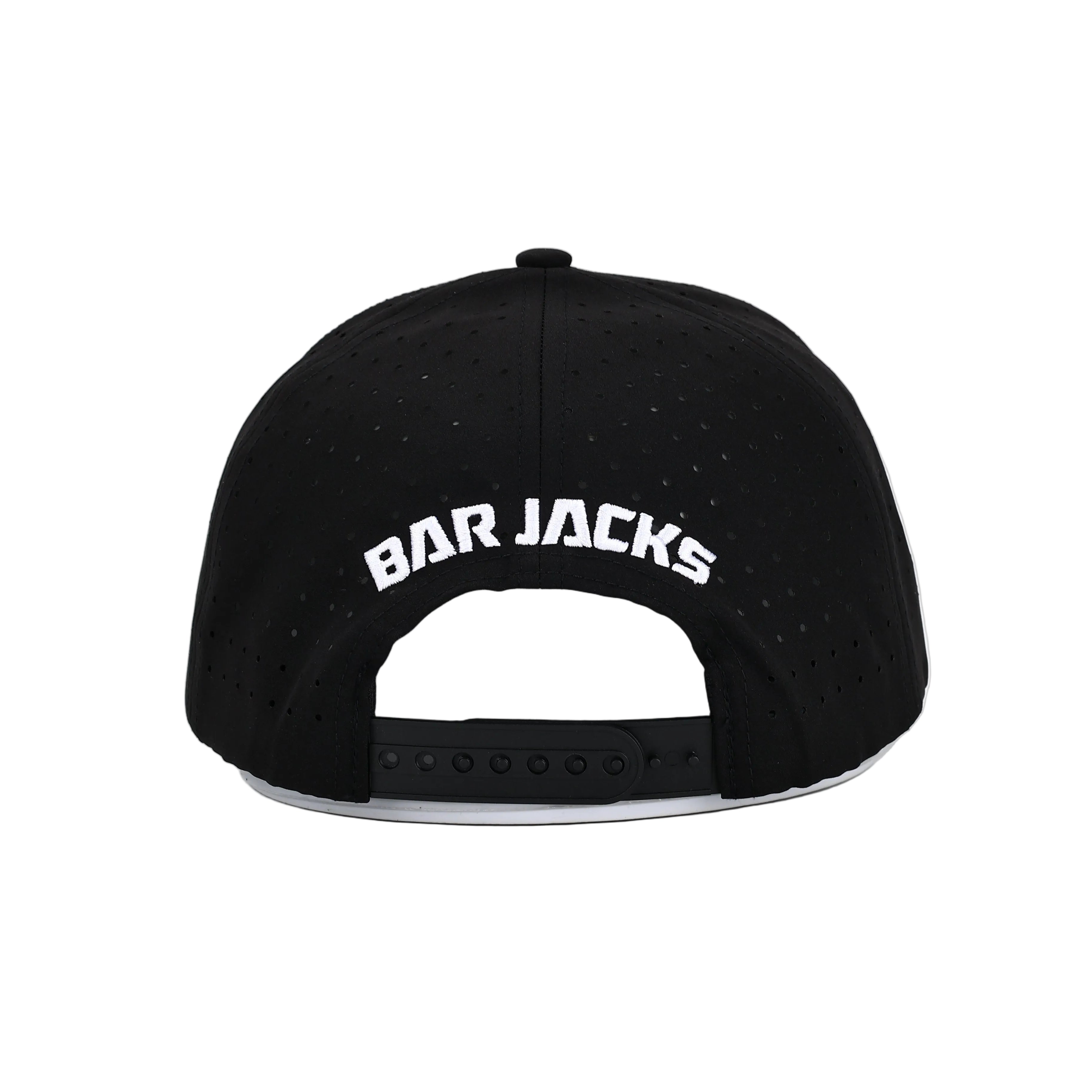 Black cap with 'BAR JACKS' branding on a white background