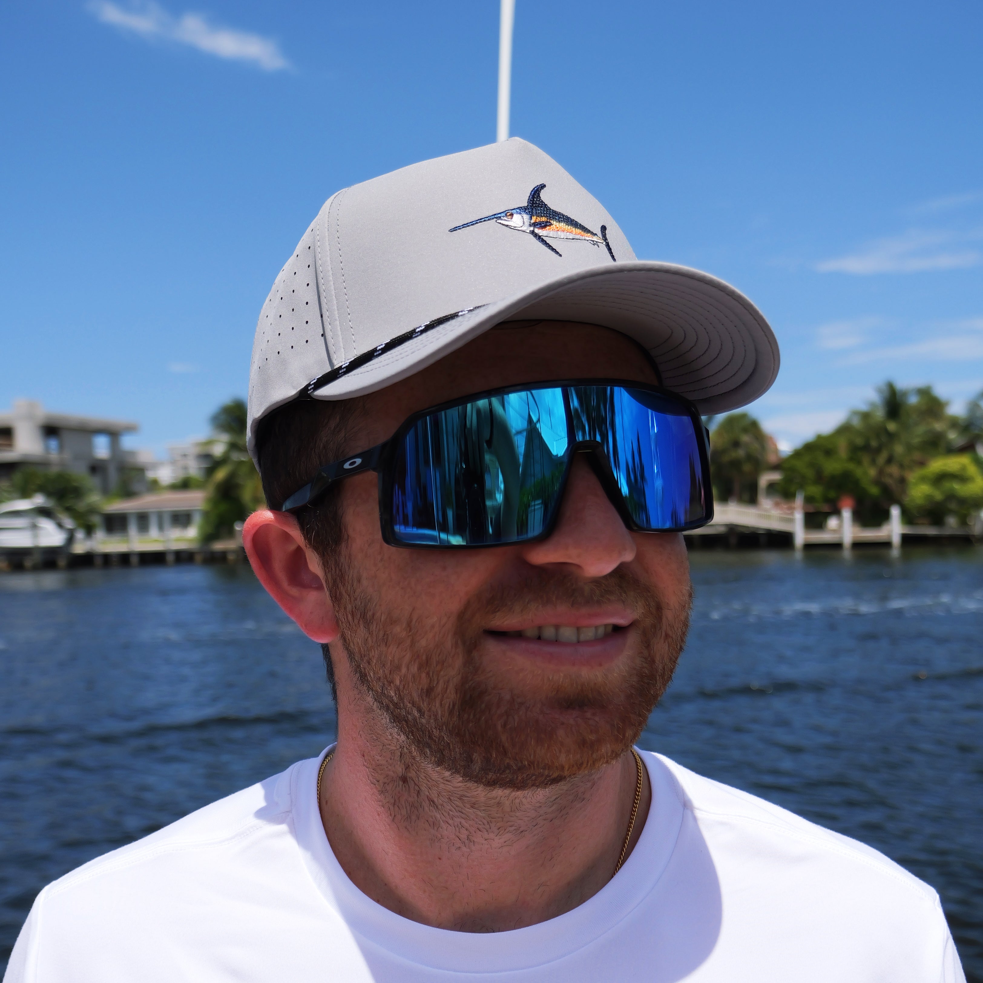 Bar Jacks Gray Swordfish Performance Snapback Hat