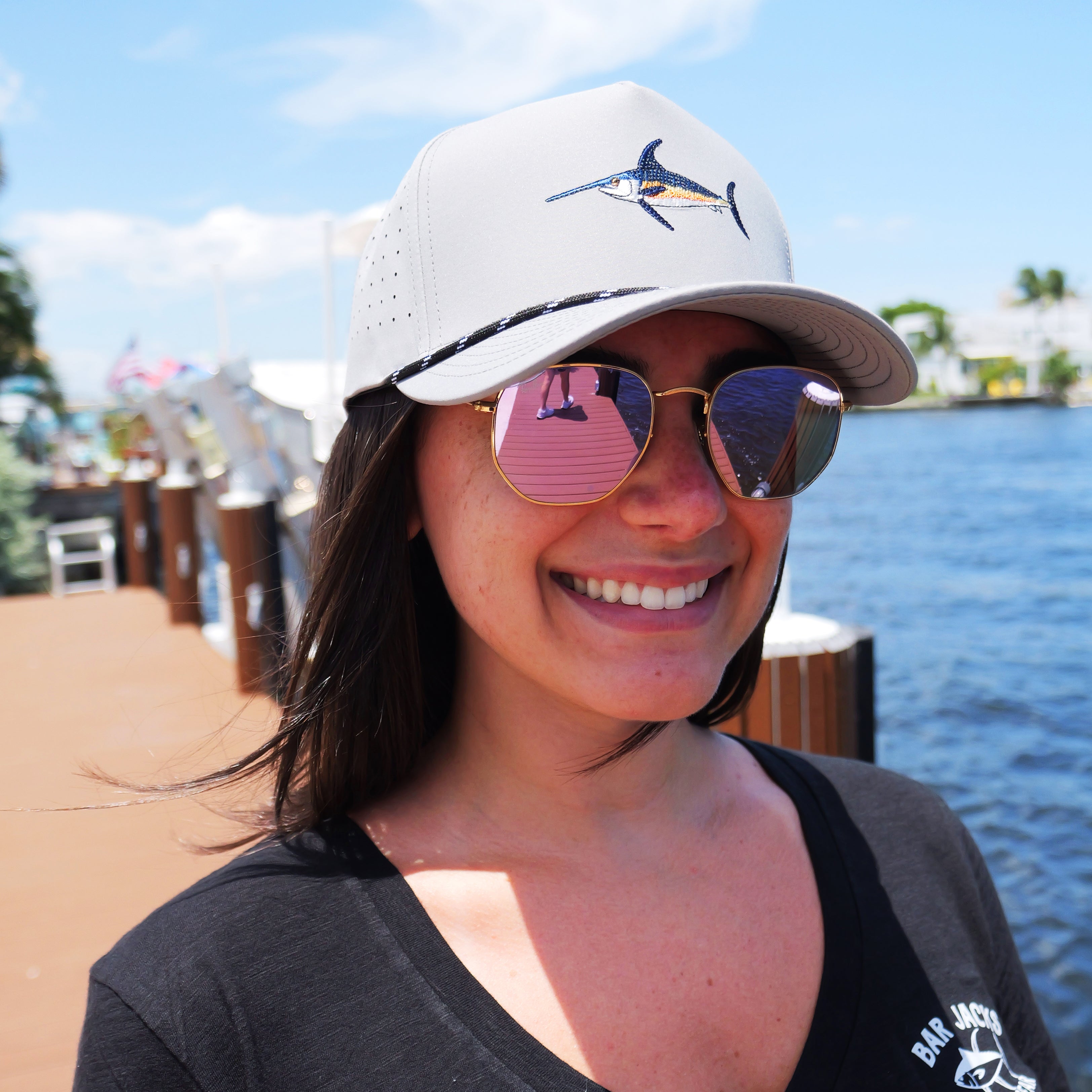 Bar Jacks Gray Swordfish Performance Snapback Hat