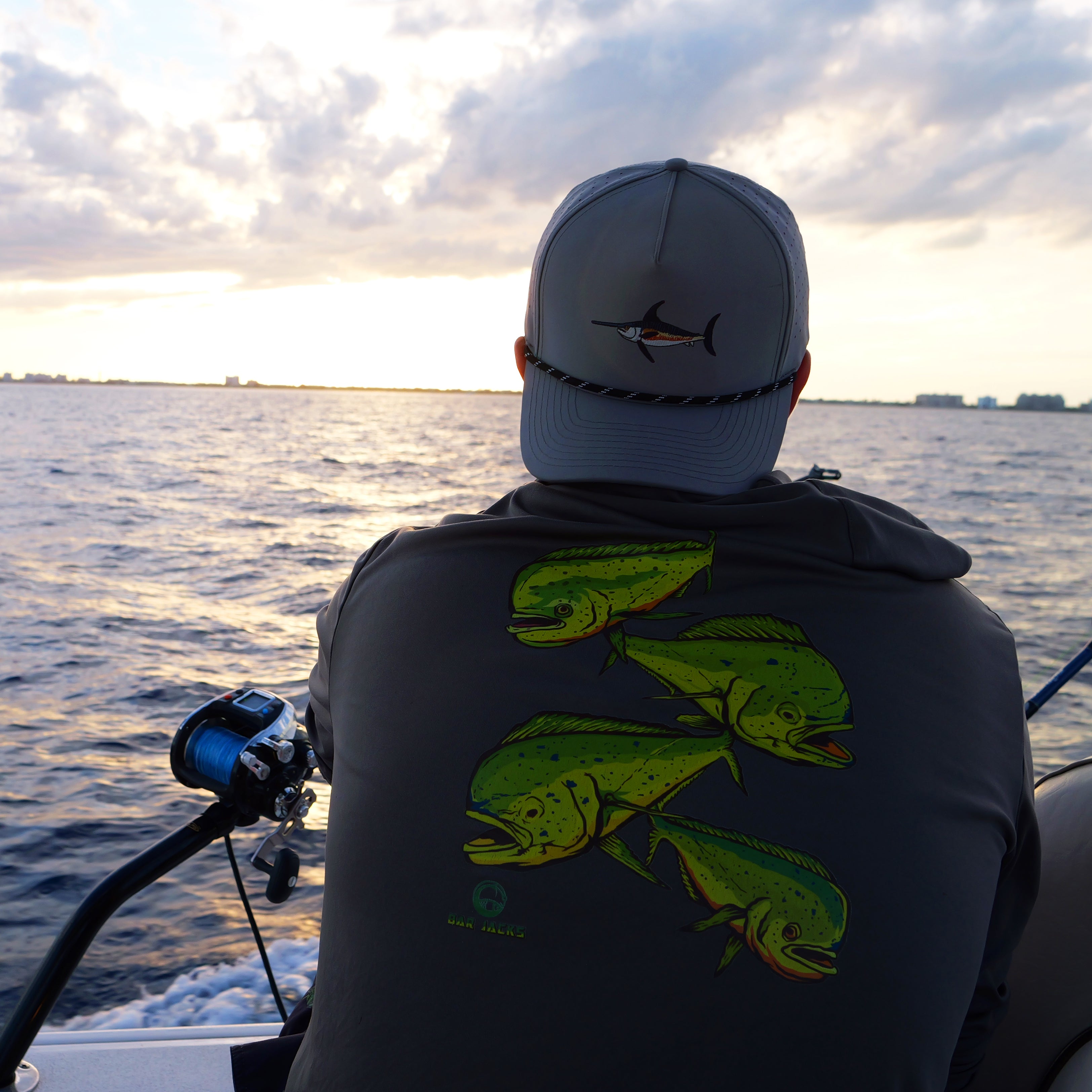 Bar Jacks Gray Swordfish Performance Snapback Hat