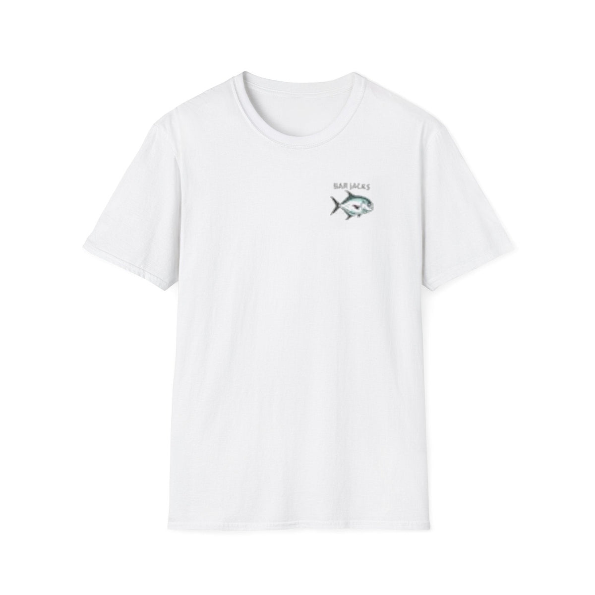 Bar Jacks Permit cotton tee, white, front with left-chest permit logo